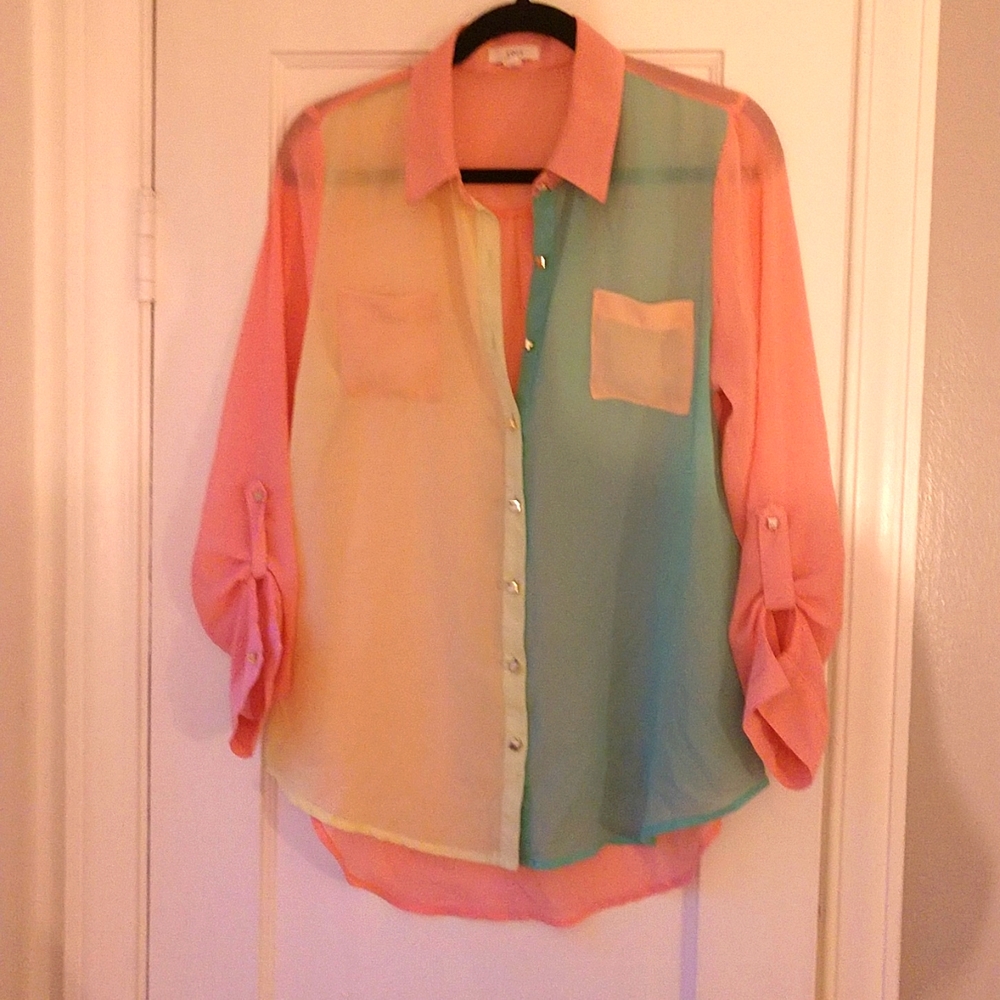 Edge color block blouse